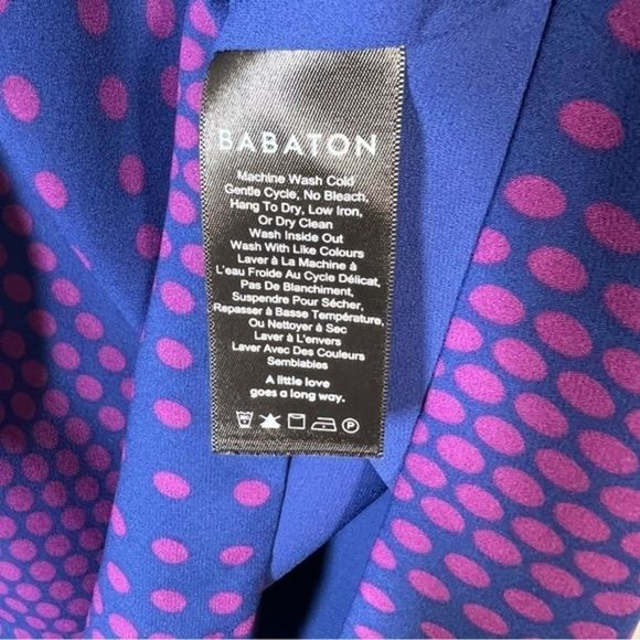 Aritzia Babaton Murphy Blue Polka Dot Print V-Neck Sleeveless Crop Top Size L - Picture 5 of 8